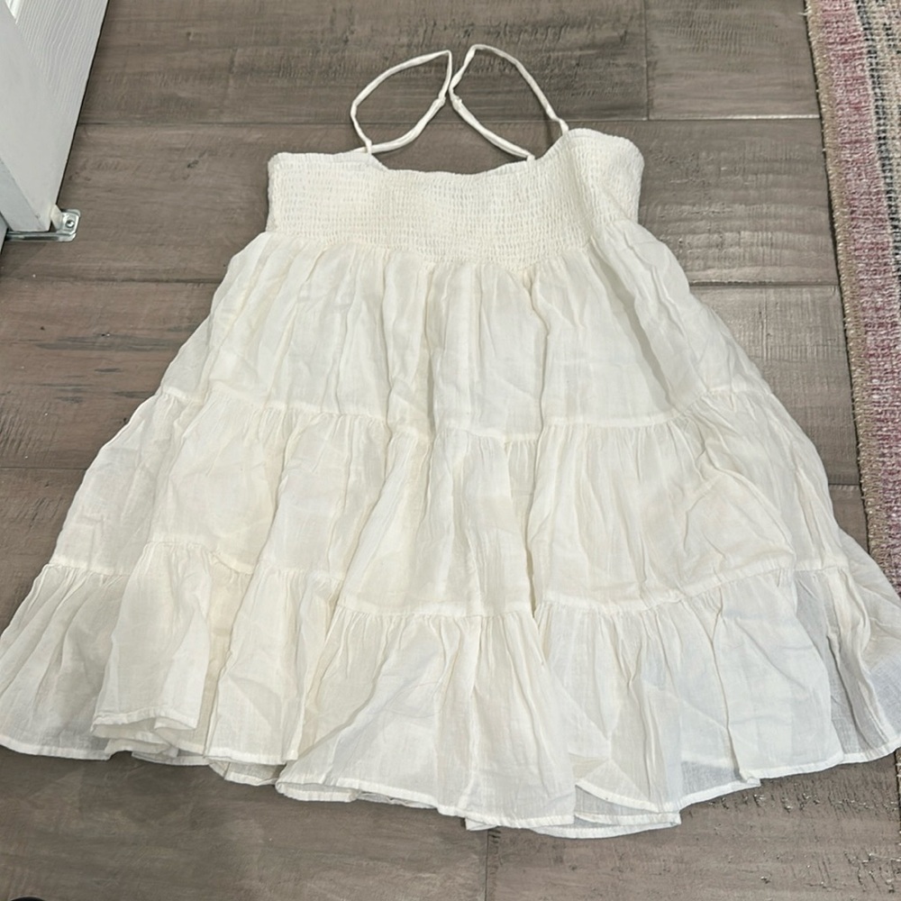 Zara White Smocked Top Dress